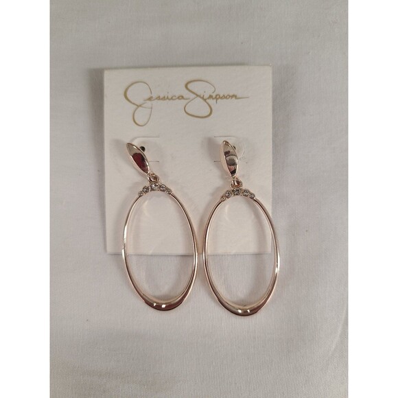 Jessica Simpson Rose Gold-Tone Stone Crown Hoop Earrings New! - Picture 1 of 3